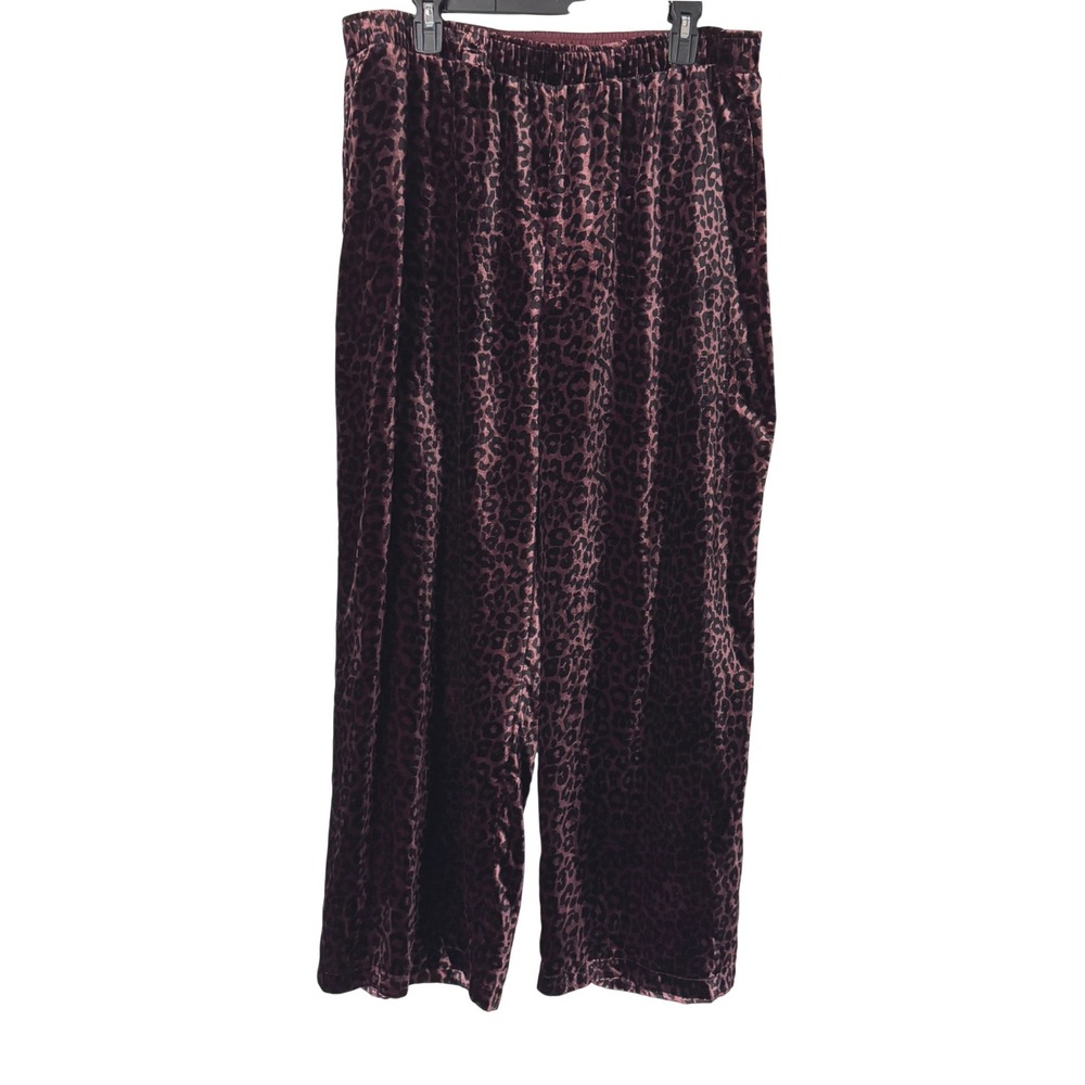 Johnny Was Wide Leg Velvet Pant XL Misty Leopard Brown Animal Print